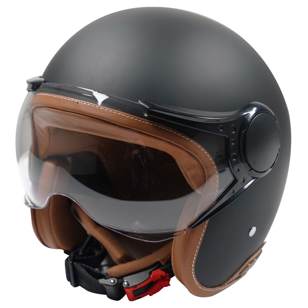 [5001826-3858790] Axor Jet Plain Motorcycle Helmet (M (57-58cm), Matt Black / Brown)