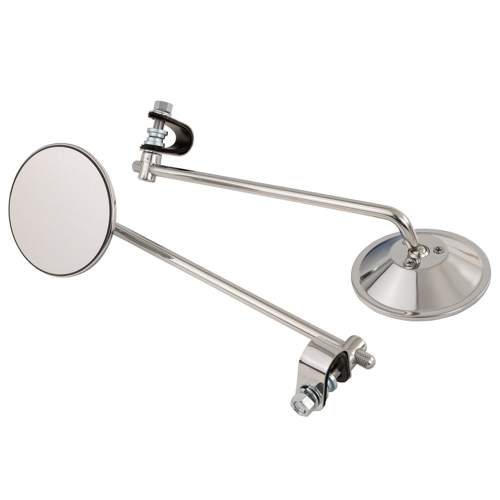 [5000000-2292612] Warrior 4 Inch Universal Clamp On Retro Motorcycle Mirrors (10 Inch)