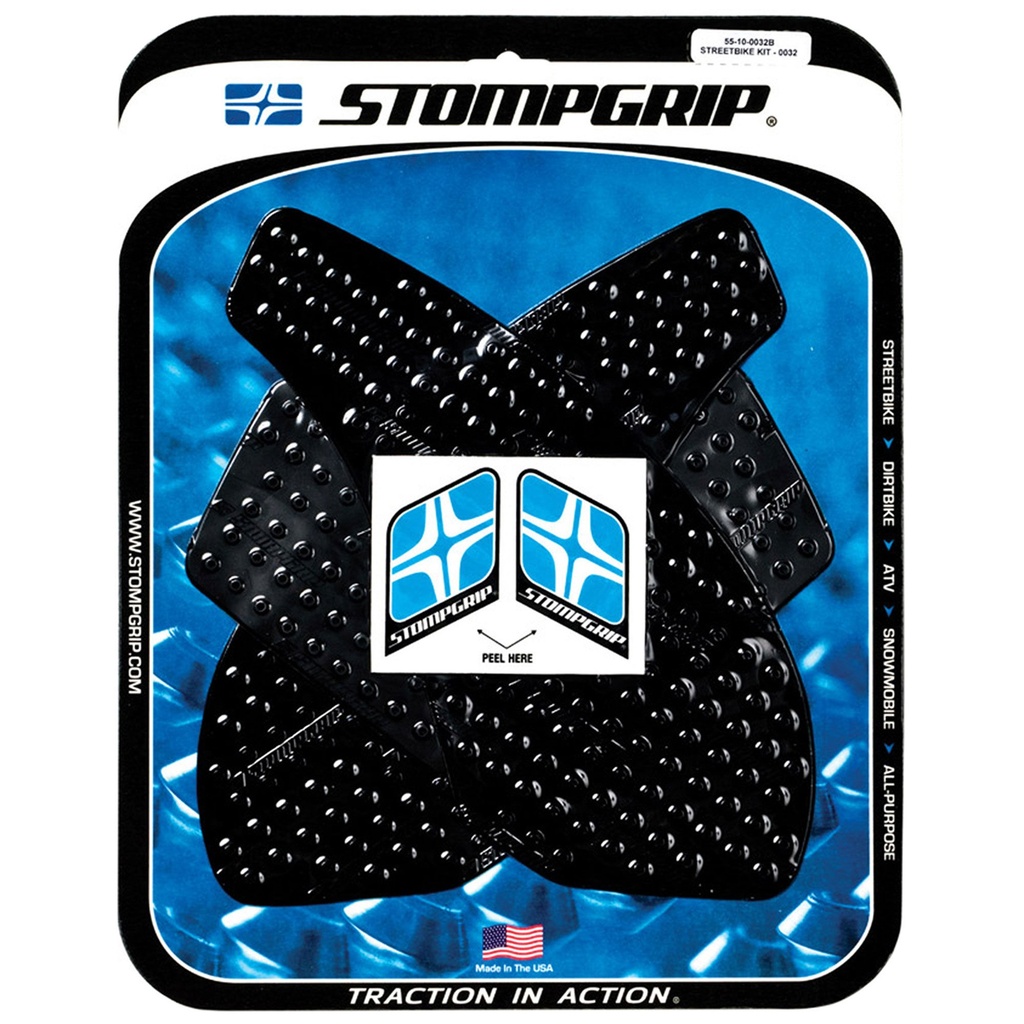 [STG55-10-0032B] StompGrip Volcano Streetbike Black Traction Kit