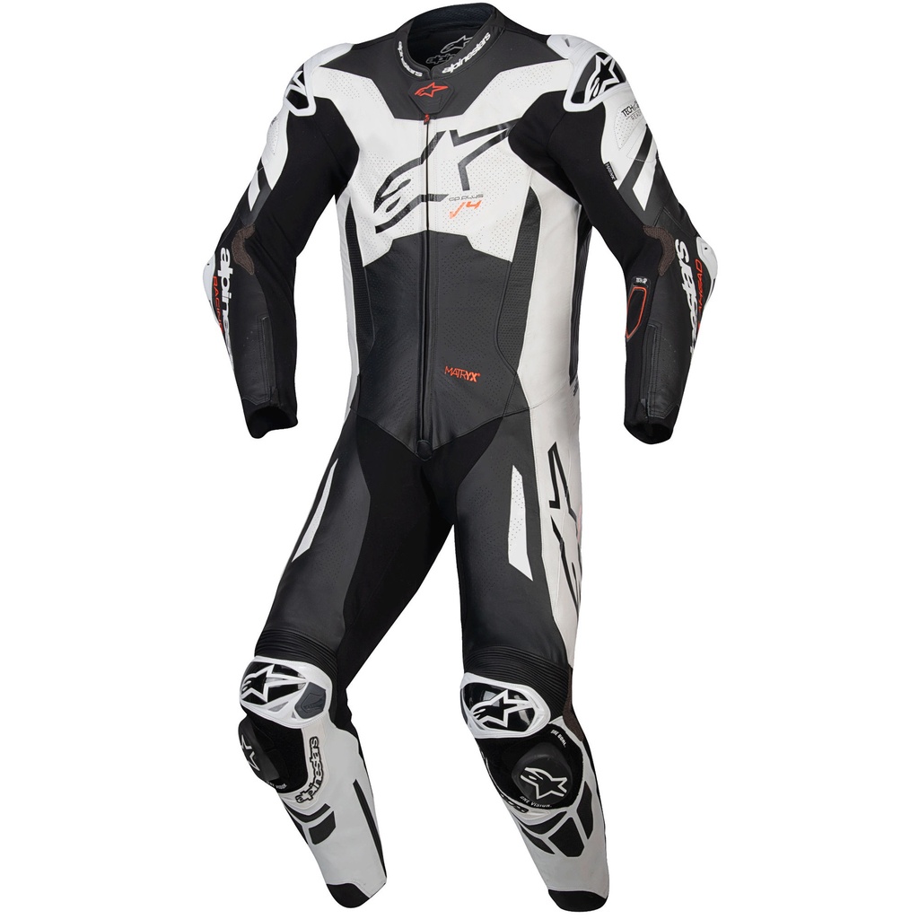 [5001936-3863844] Alpinestars GP Plus V4 Sprint Leather Motorcycle Suit (50, Black / White / Fluro Red)
