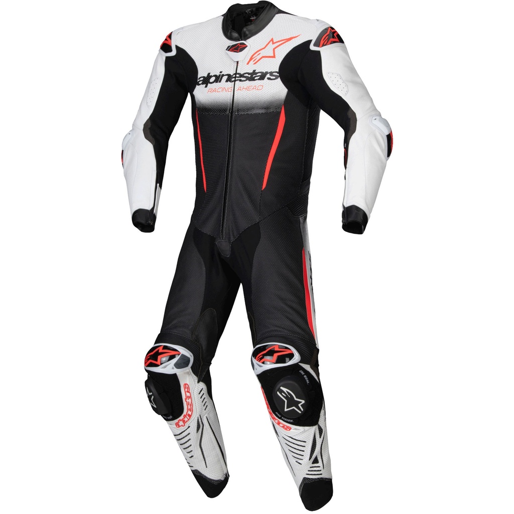 [5001935-3863826] Alpinestars GP-R7 Leather Motorcycle Suit (50, Black / White / Fluro Red)