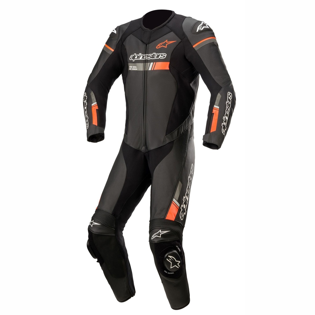 [2013885-3835410] Alpinestars GP Force V2 Chaser 1PC Leather Motorcycle Suit (50, Black / White / Fluro Red)