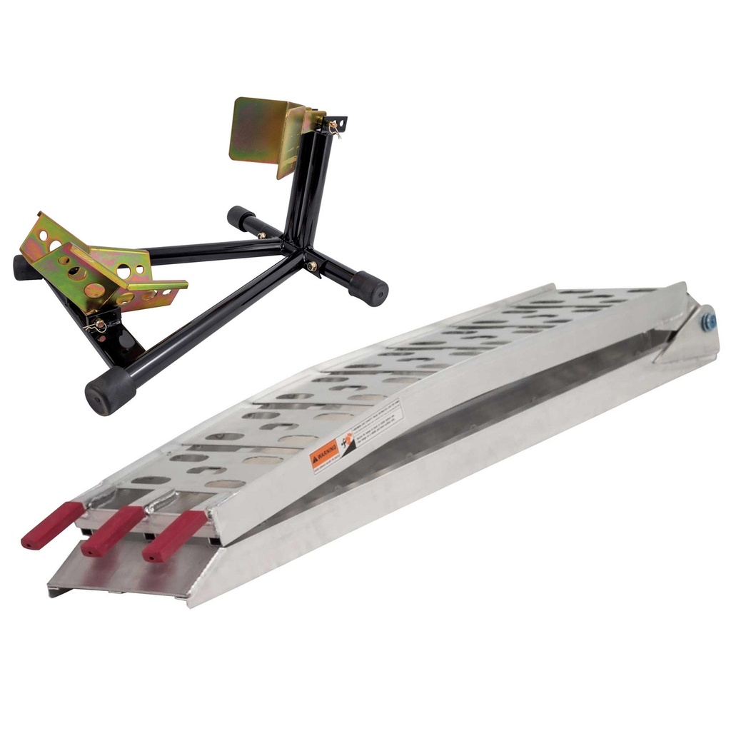 [UBRRAMPBWCHK/AKN] Warrior Motorcycle Loading Ramp and Heavy Duty Wheel Chock Combo