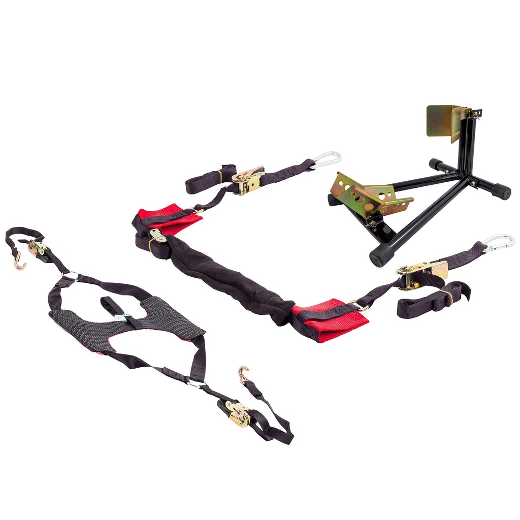 [UBRPDSCHKSTRAP/AKN] Warrior Bar Straps, Tyre Down and Heavy Duty Wheel Chock Bundle