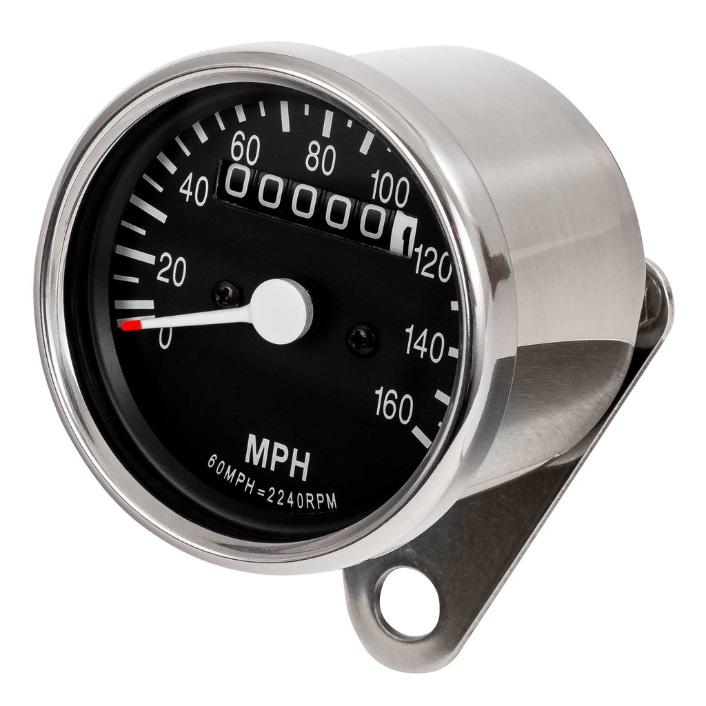 [UBR58-00023] Warrior Chrome Mini Speedo Black Face 60mm 0 -160 MPH