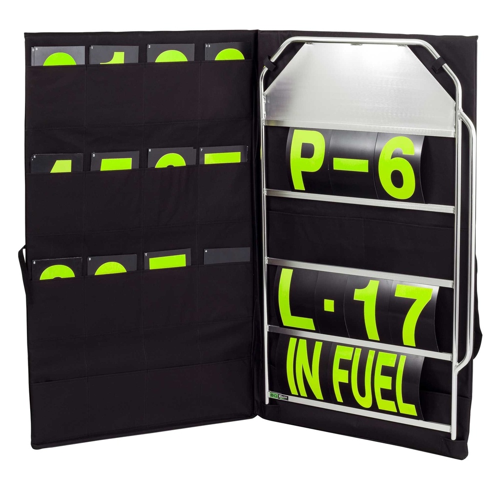 [670391-2021277] B-G Racing Large Pit Board Kit (Black Frame / Hi Vis Green Numbers)