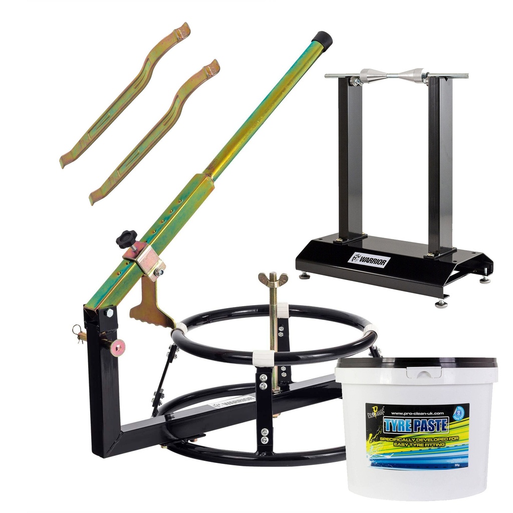 [UBRTYREFITTINGKIT5/AKN] Warrior DIY Motorcycle Tyre Fitting Package 5 - Changer/Levers/Balancer/Paste