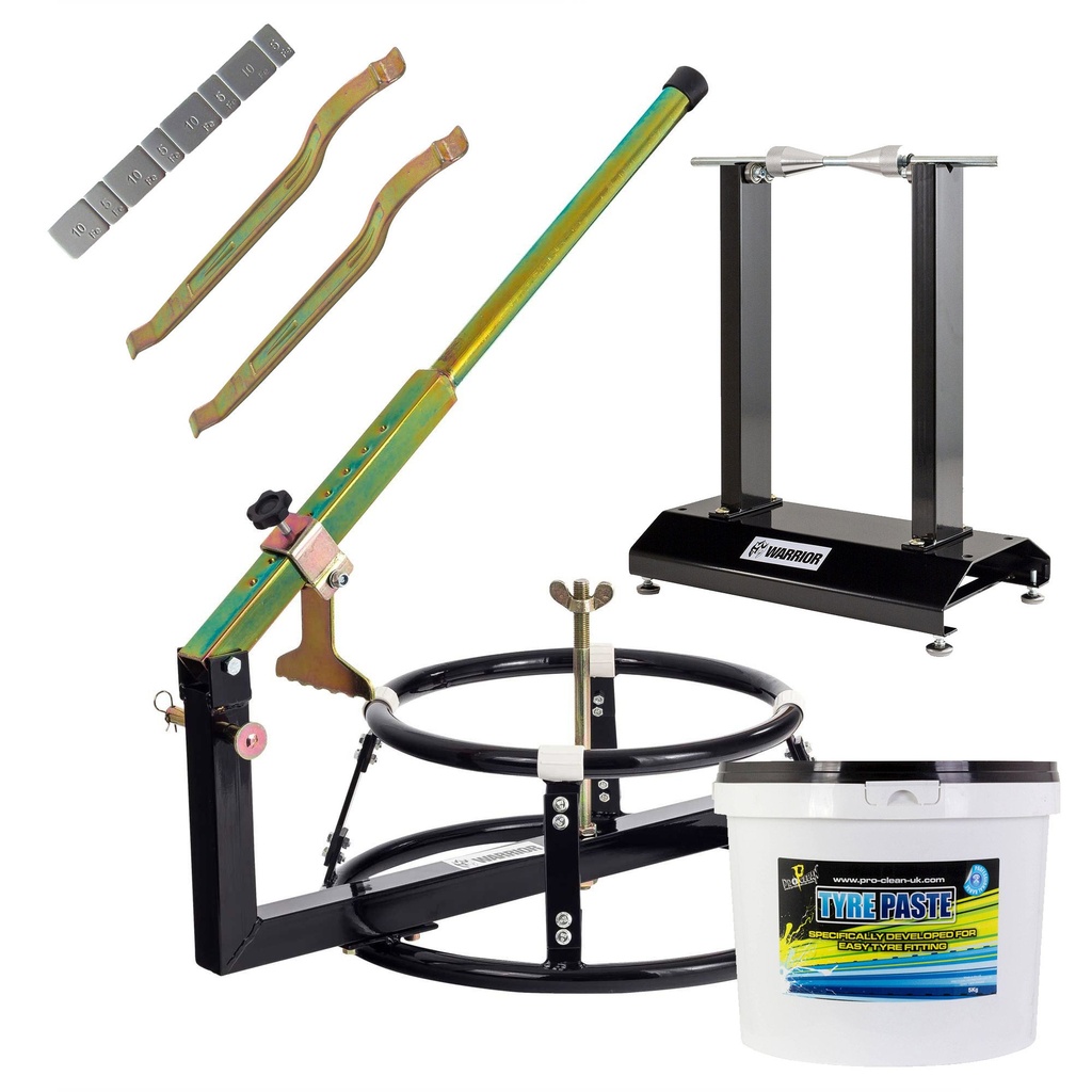 [UBRTYREFITTINGKIT6/AKN] Warrior DIY Motorcycle Tyre Fitting Package 6 - Changer/Levers/Balancer/Paste/Weights
