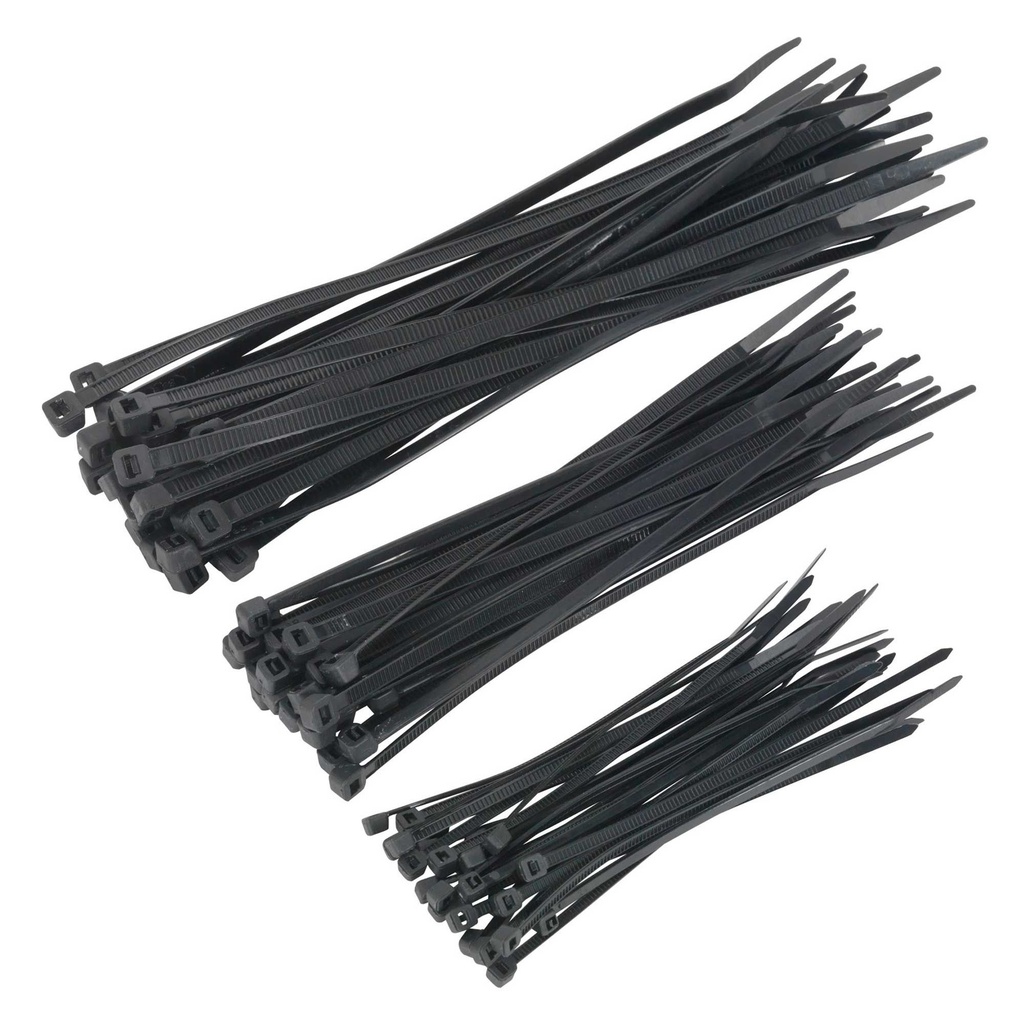 [SEACT75B] Sealey Cable Ties Assorted Black 75pc - CT75B
