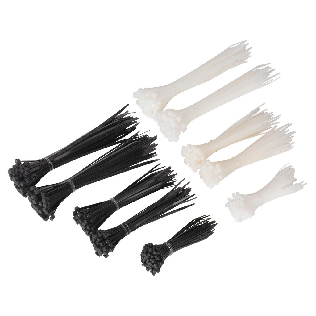 [SEACT600BW] Sealey Cable Ties Assorted Black/White Pack of 600 - CT600BW