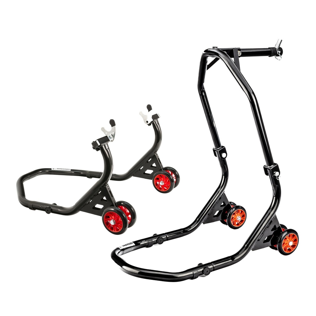 [UBR3037VTX-V/VTX-H/AKN] Warrior 4 Wheel Motorcycle Racing Head Paddock Stand & Rear Paddock Stand Bundle