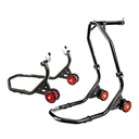 Warrior 4 Wheel Motorcycle Racing Head Paddock Stand & Rear Paddock Stand Bundle