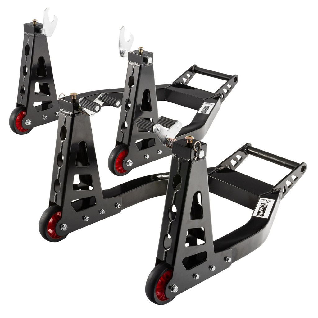 [UBRBOXFRONT/REARSTANDKIT-E/AKN] Warrior Motorcycle Front and Rear Alloy Paddock Stands Combo