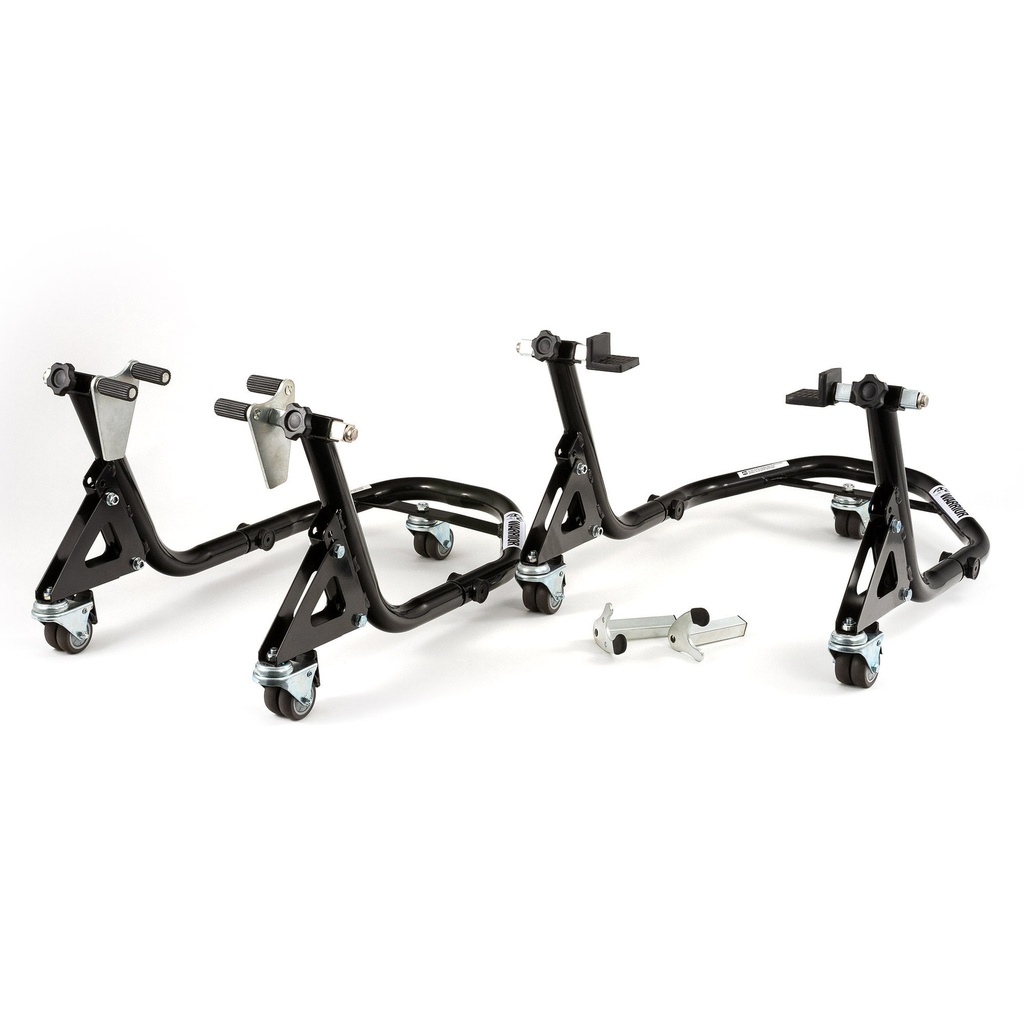 [UBRST-SMI3043-F/SMI3043-L/AKN] Warrior 360 Degree Motorcycle Floating Front and Rear Paddock Stand Combo