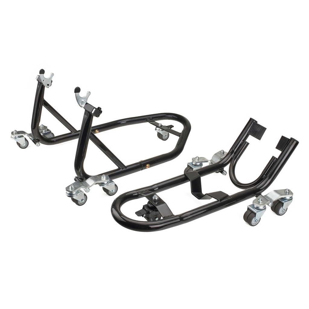 [UBRST-SMI3044-KIT/AKN] Warrior Universal 360 Degree Front & Rear Motorcycle Paddock Stand Combo
