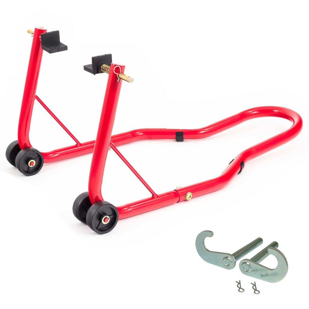 [UBRPDSTAND-HOOKKIT-E/AKN] Warrior Motorcycle Rear Paddock Stand and Bobbin Hook Combo