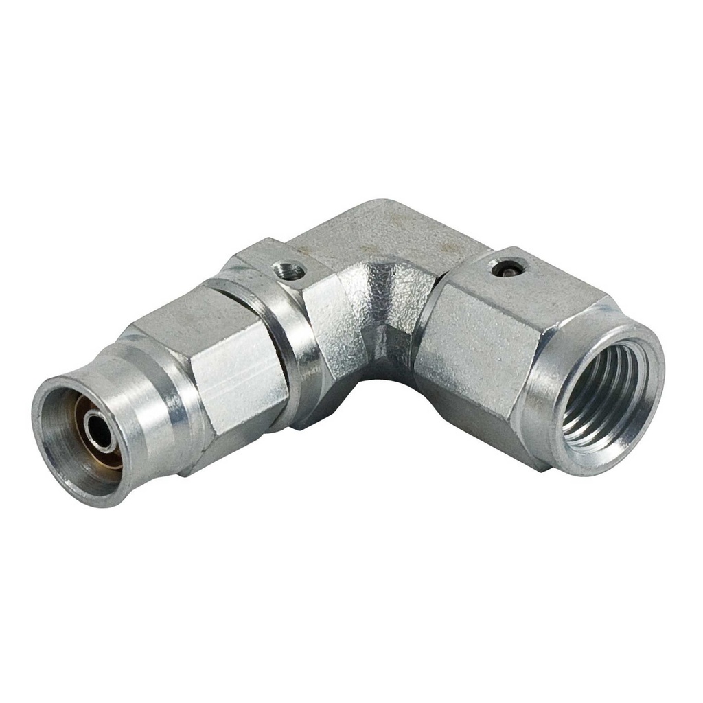 [340710-1593792] Automotive Plumbing Solutions 90 Degree Female Swivel Fittings (-3 JIC (3/8x24UNF), Plated Steel)