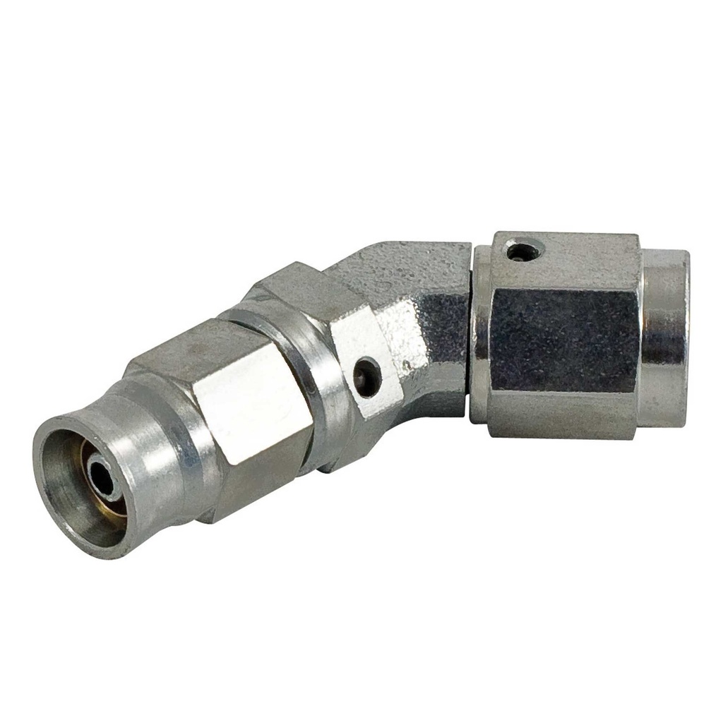 [340709-1662651] Automotive Plumbing Solutions 45 Degree Female Swivel Fittings (-3 JIC (3/8x24UNF), Plated Steel)