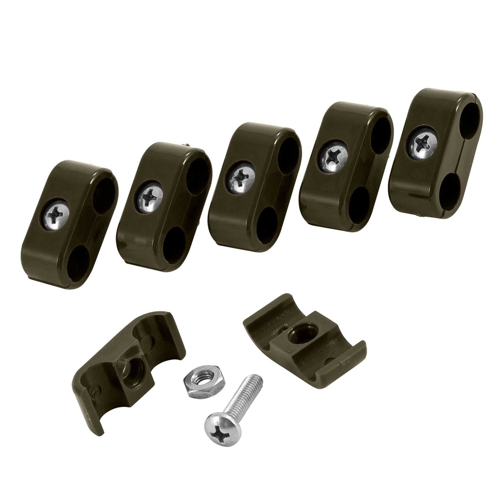 [245511-2286869] T Clamp Hose Support Double T Clip (Black, 6 Pack, 1/4-3/16 Inch)