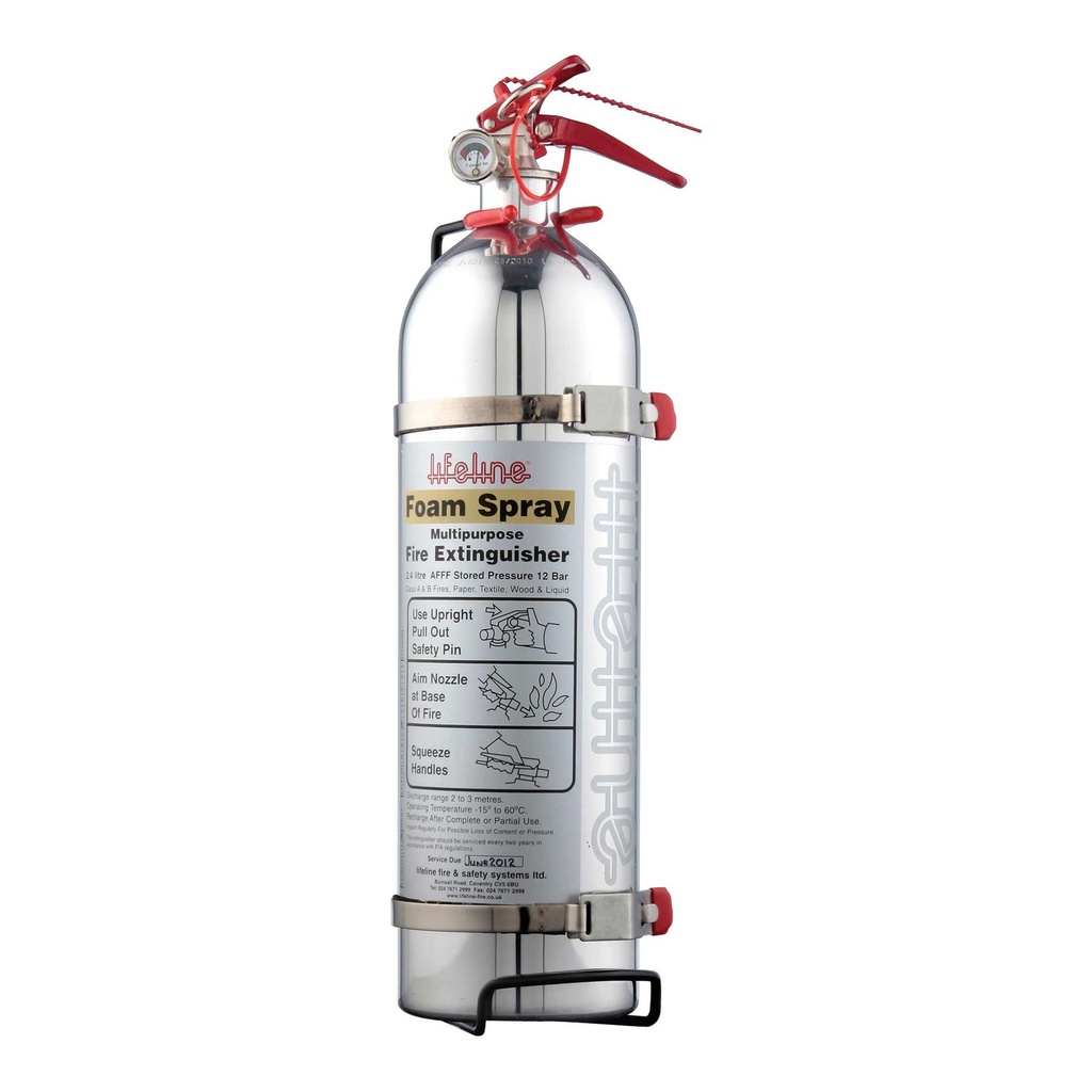 [LIF201-101-002] Lifeline Polished Hand Held Fire Extinguisher 1.75 Ltr