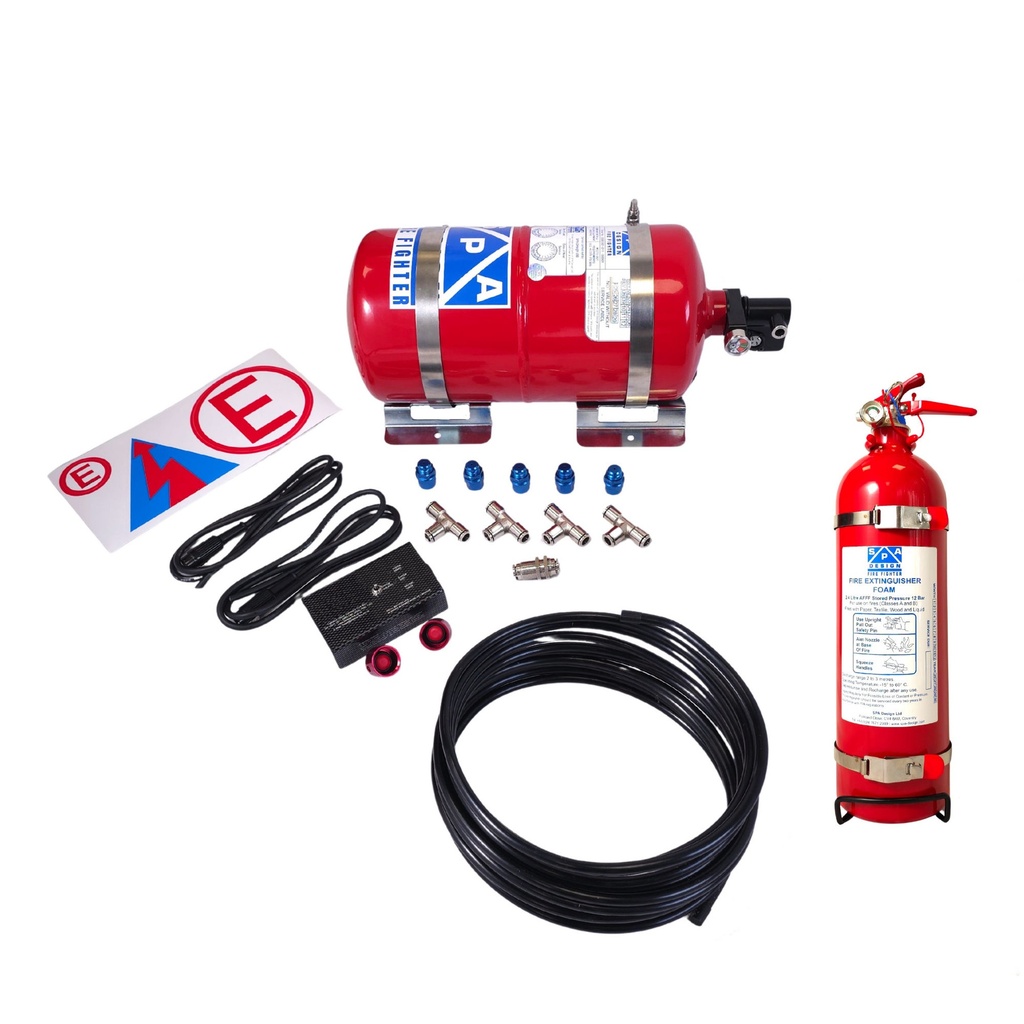 [P/E6000-002-006/AKN] SPA Design Fire Fighter Electrical Fire Extinguisher 4.0 & 2.4Ltr Rally Package