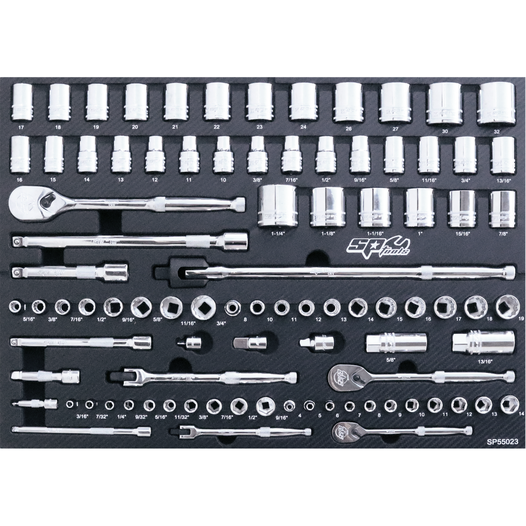 [SP55023] EVA TOOLKIT 90PC METRIC/SAE - 6PT AND 12PT SOCKET ACCESSORIES