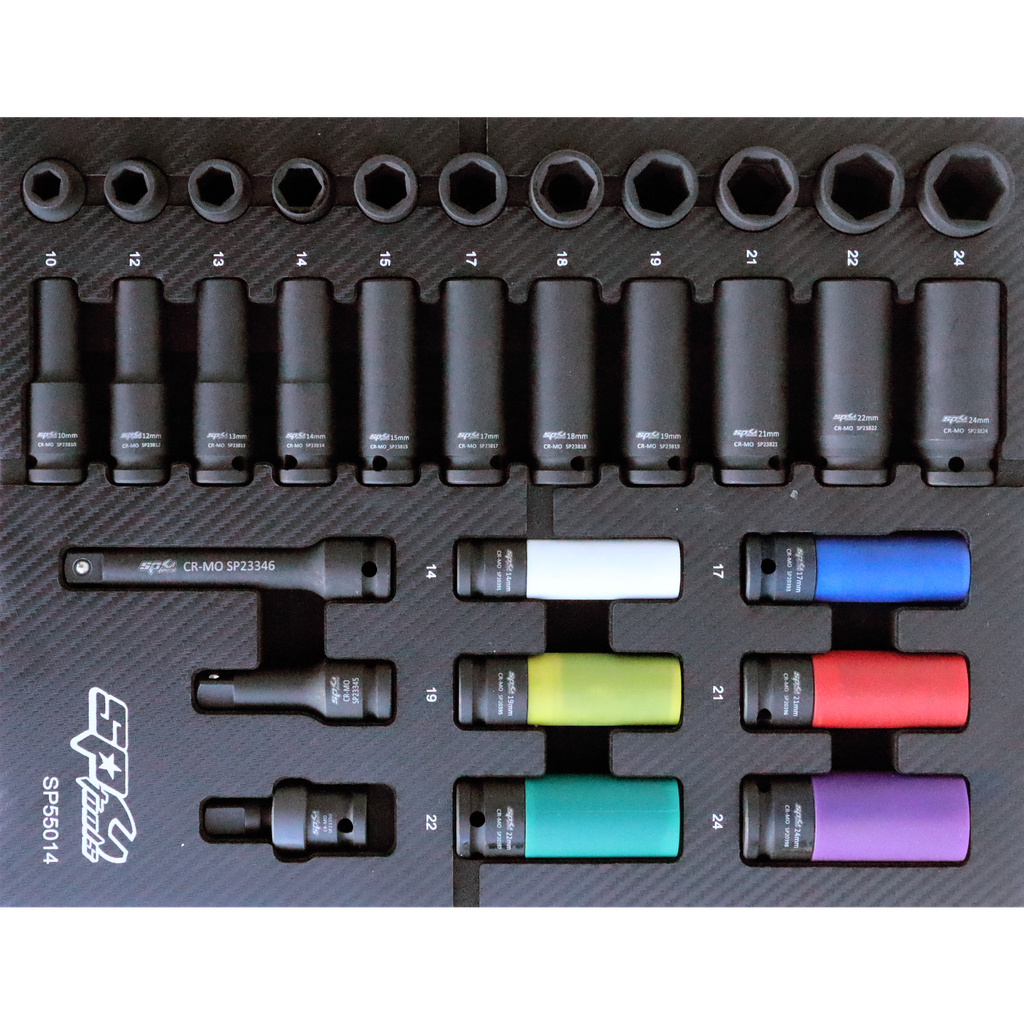 [SP55014] EVA TOOLKIT 31PC METRIC - 1/2" IMPACT SOCKETS TECH SERIES
