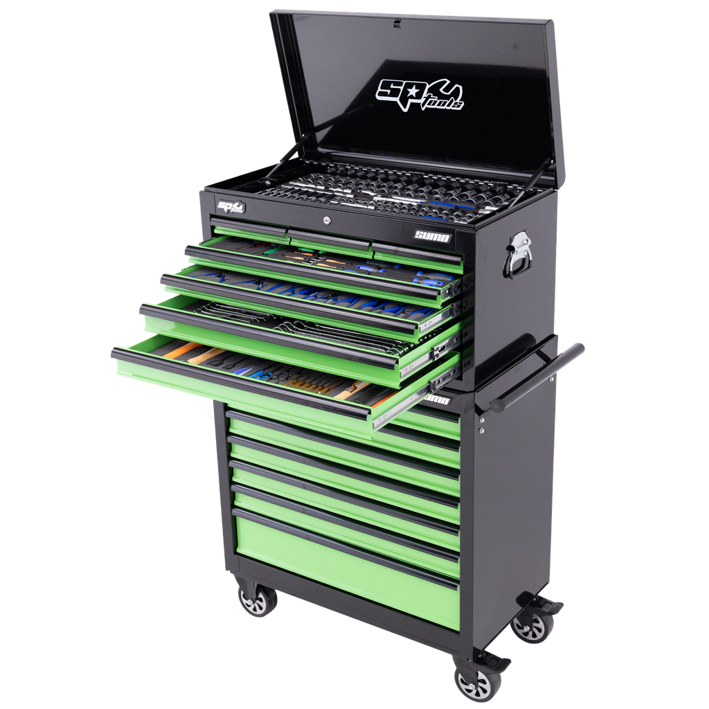 [SP50177X] TOOLKIT 417PC METRIC/SAE - SUMO SERIES 14 DRAWER BLACK/GREEN FOAMED
