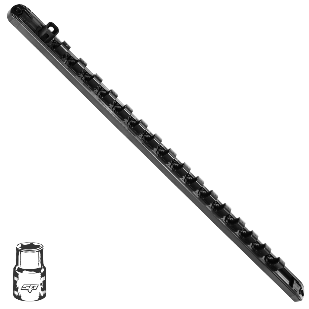 [SP203RQM] WORKSHOP - SOCKET RAIL 1/2'DR HOLDS 16PC BLACK