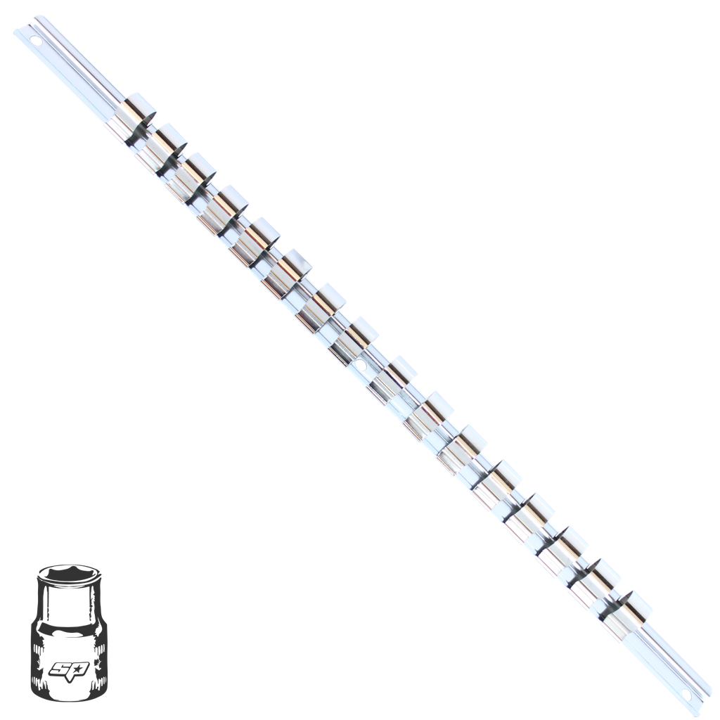 [SP202R] WORKSHOP - SOCKET RAIL 3/8"DR HOLDS 16PC (413MM/16IN)
