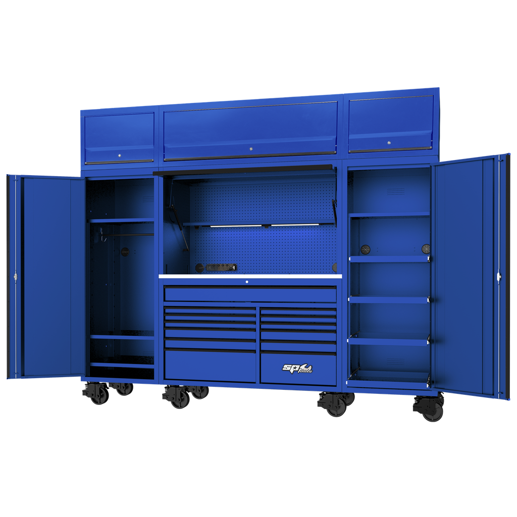 WORKSTATION COMPLETE - USA SERIES 114" INCLUDING OVERHEAD BLUE/BLACK