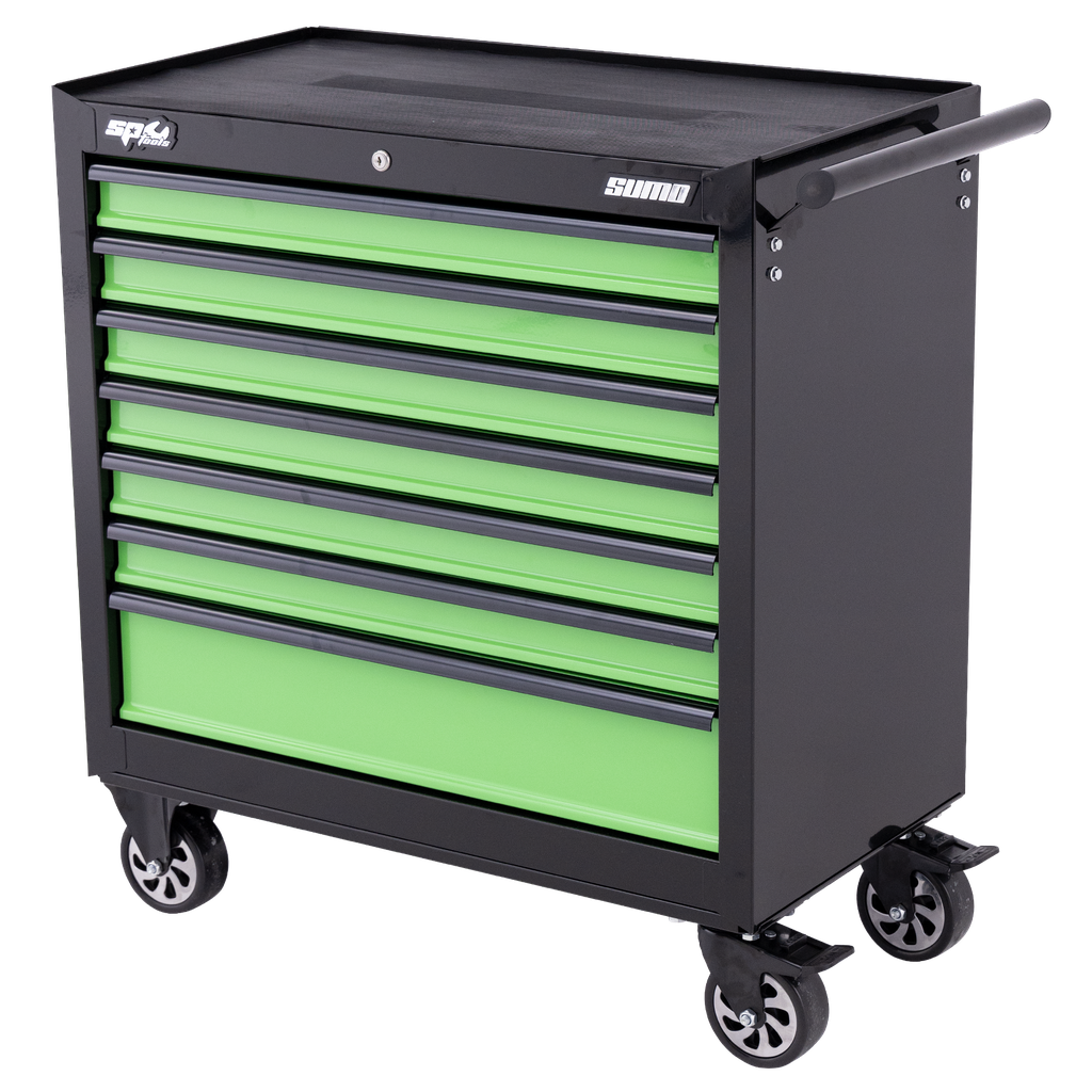ROLLER CABINET - SUMO SERIES 7 DRAWER BLACK/GREEN