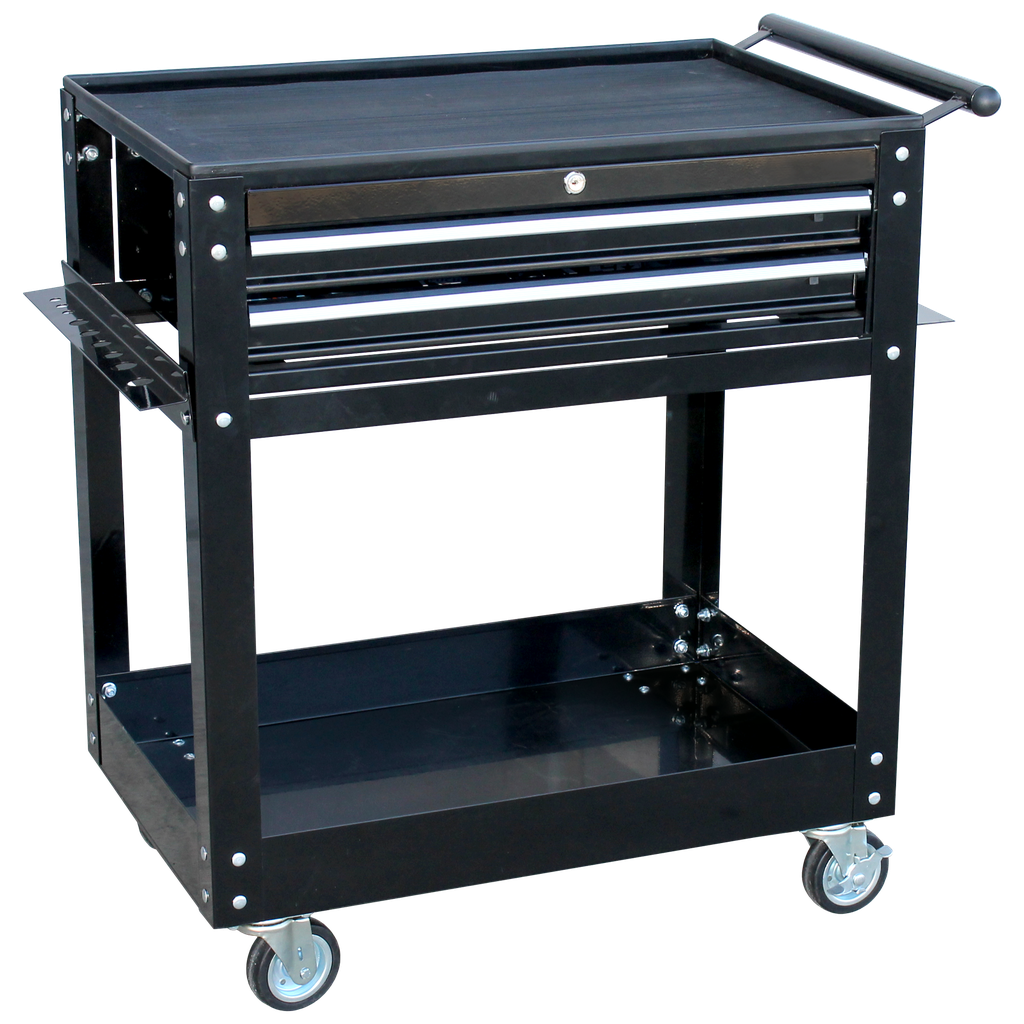 TOOL TROLLEY - 2 DRAWER BLACK