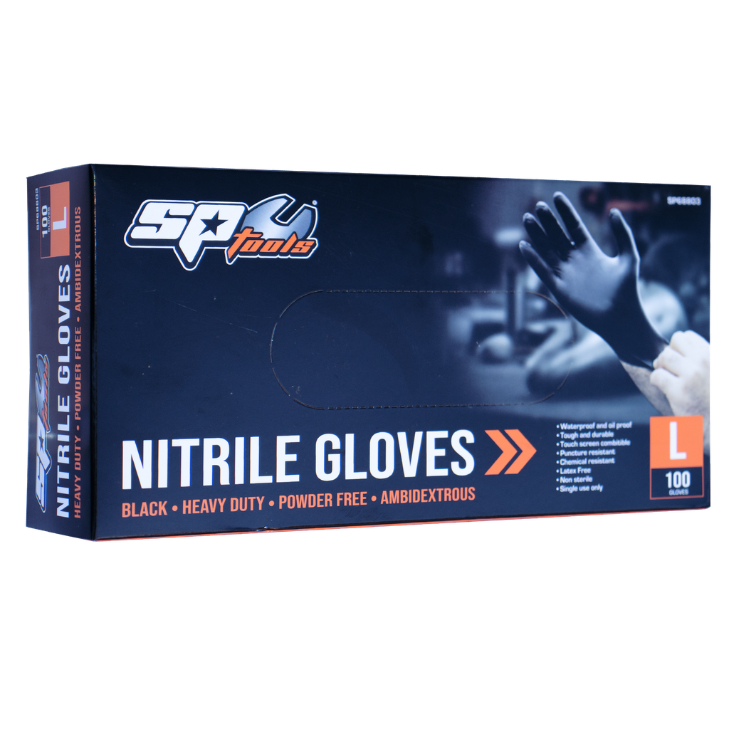 [SP68803] WORKSHOP - GLOVES DISPOSABLE NITRILE BLACK - LARGE (BOX 100)