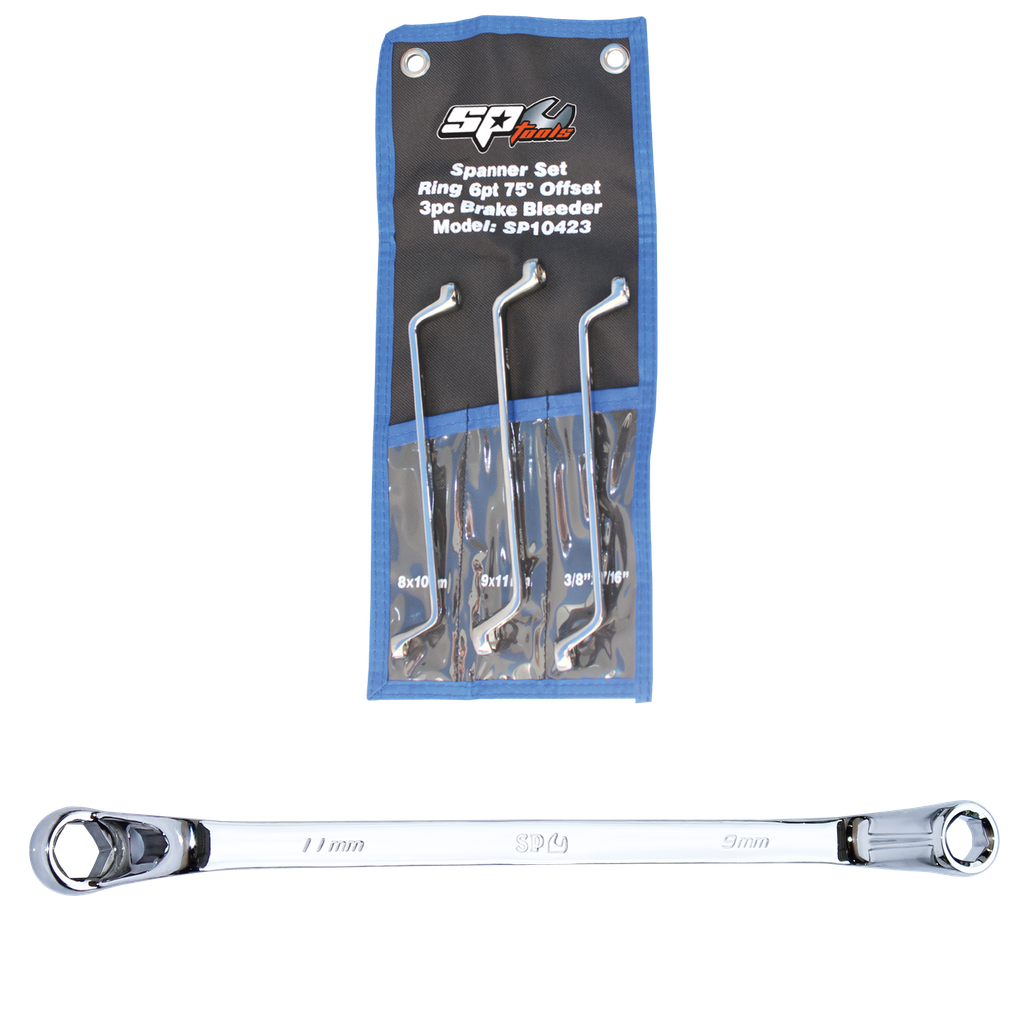 [SP10423] BRAKE & CLUTCH - SPANNER SET RING 6PT 75 DEGREE OFFSET 3PCE