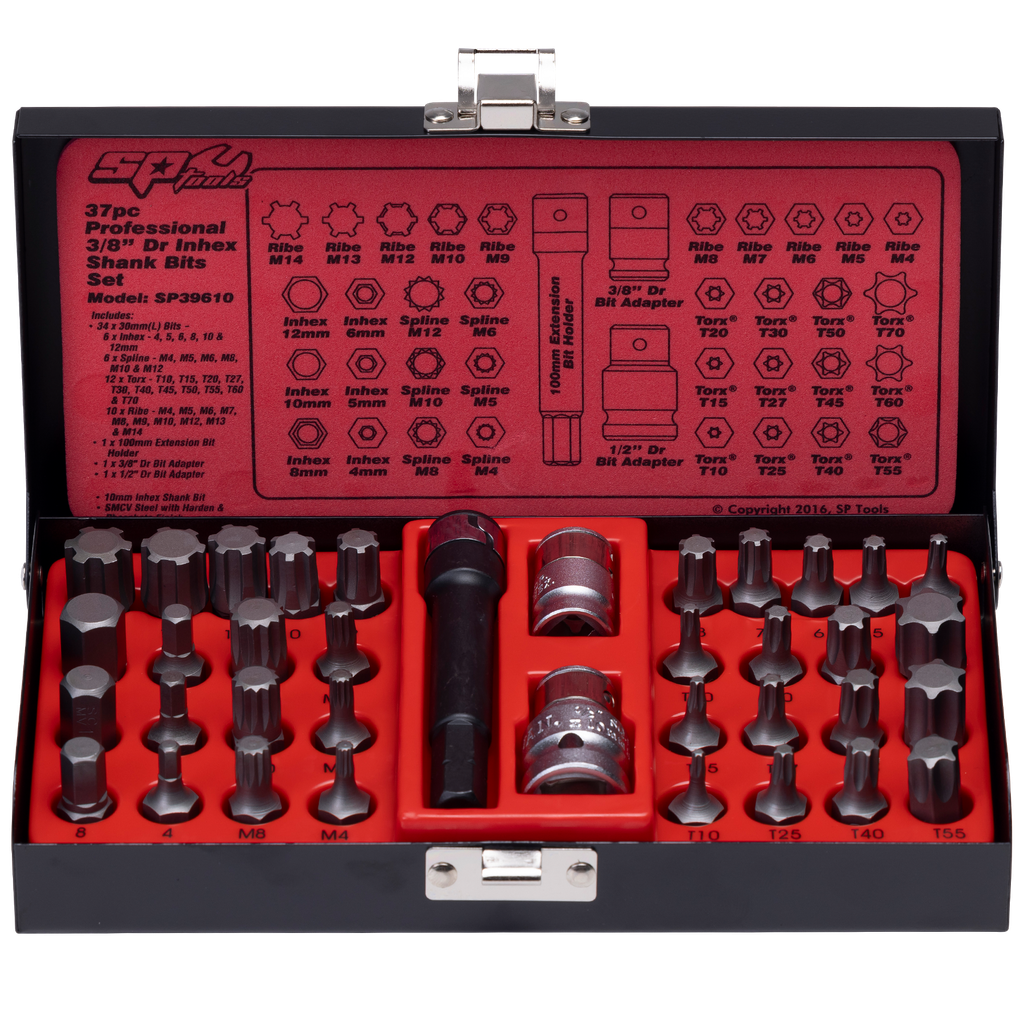 [SP39610] BIT SET - PROFESSIONAL 3/8" & 1/2"DR - 37PC SET