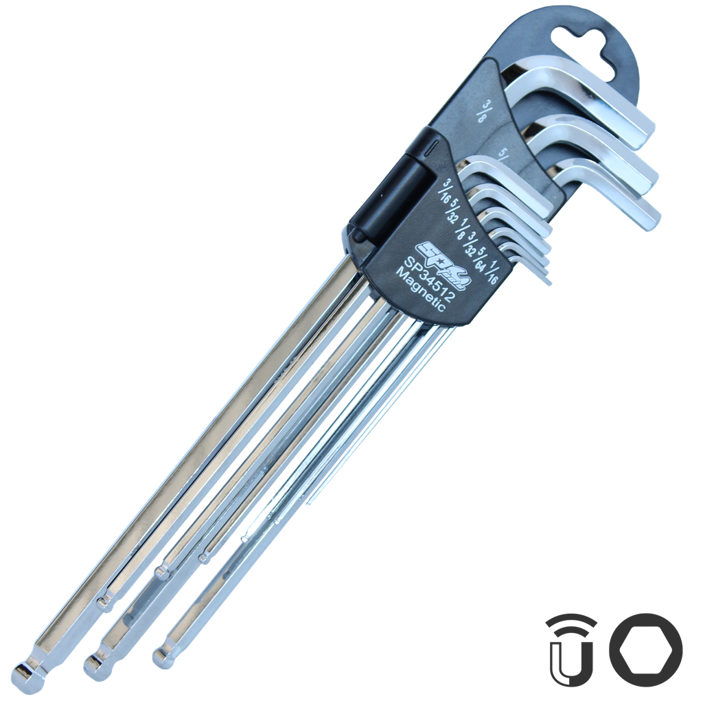[SP34512] KEY SET - SAE HEX MAGNETIC BALL DRIVE 9PC