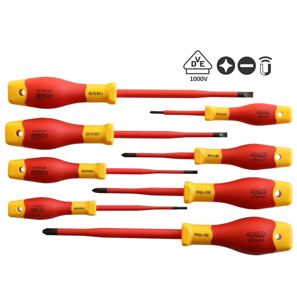 SCREWDRIVER SET - SLOTTED/PHILLIPS VDE INSULATED - 8PC SET