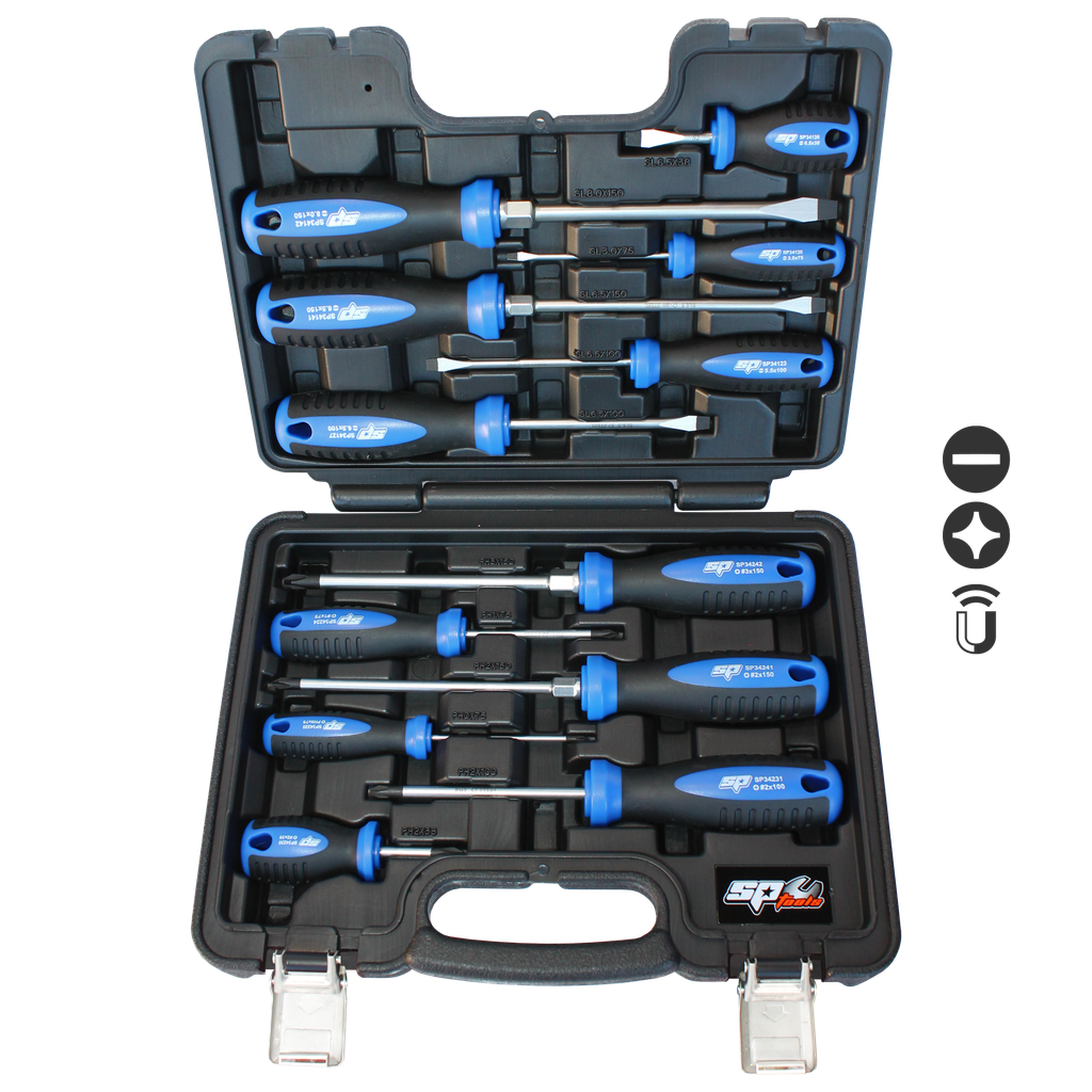 SCREWDRIVER SET - SLOTTED/PHILLIPS PREMIUM - 12PC SET