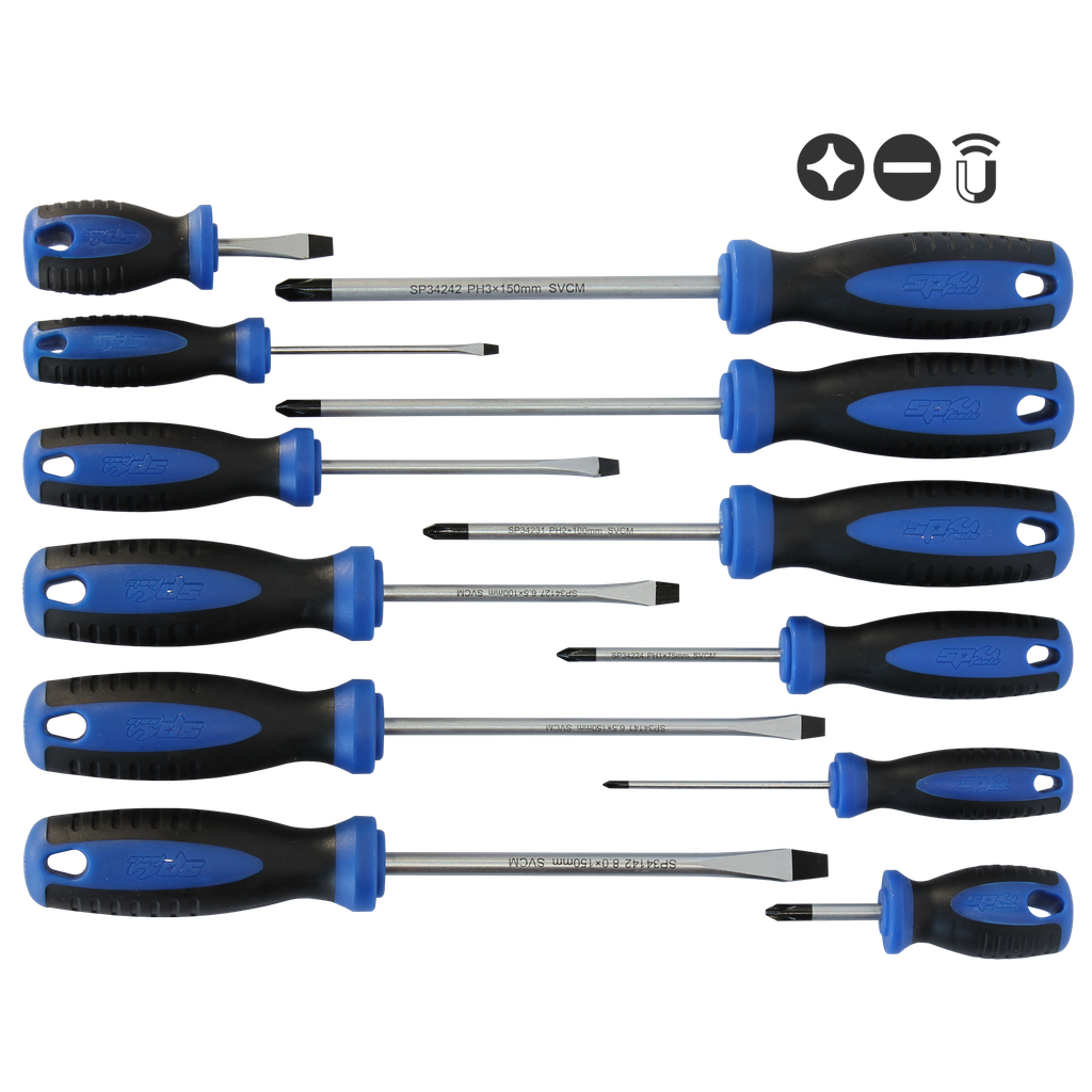 SCREWDRIVER SET - SLOTTED/PHILLIPS - 12PC SET