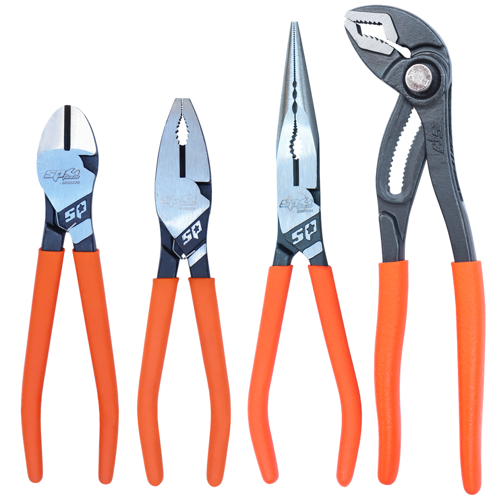 [SP32944] PLIERS & CUTTERS - 4PC SET - COMBINATION + LONG NOSE + CUTTERS + WATER PUMP