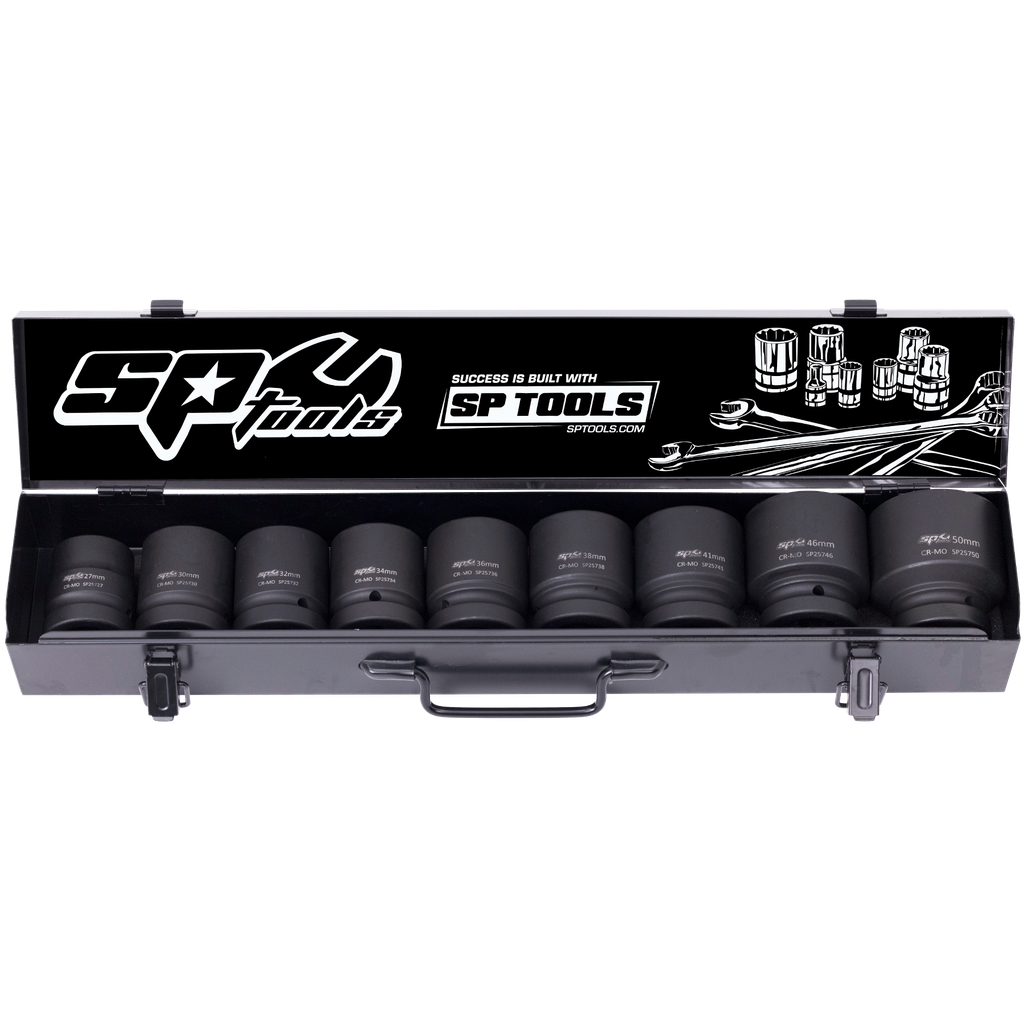 SOCKET SET IMPACT 1"DR 6PT 9PC METRIC
