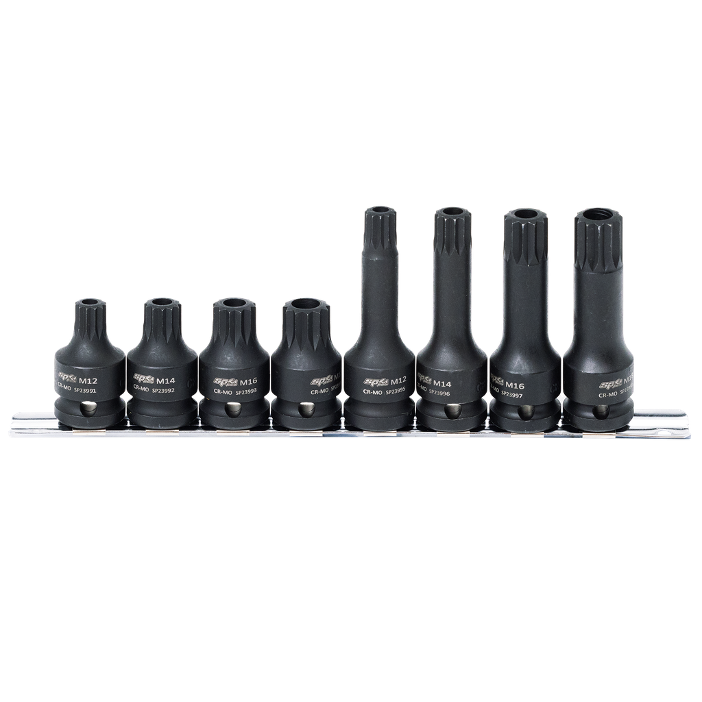 SOCKET RAIL IMPACT 1/2DR TAMPER SPLINE 8PC