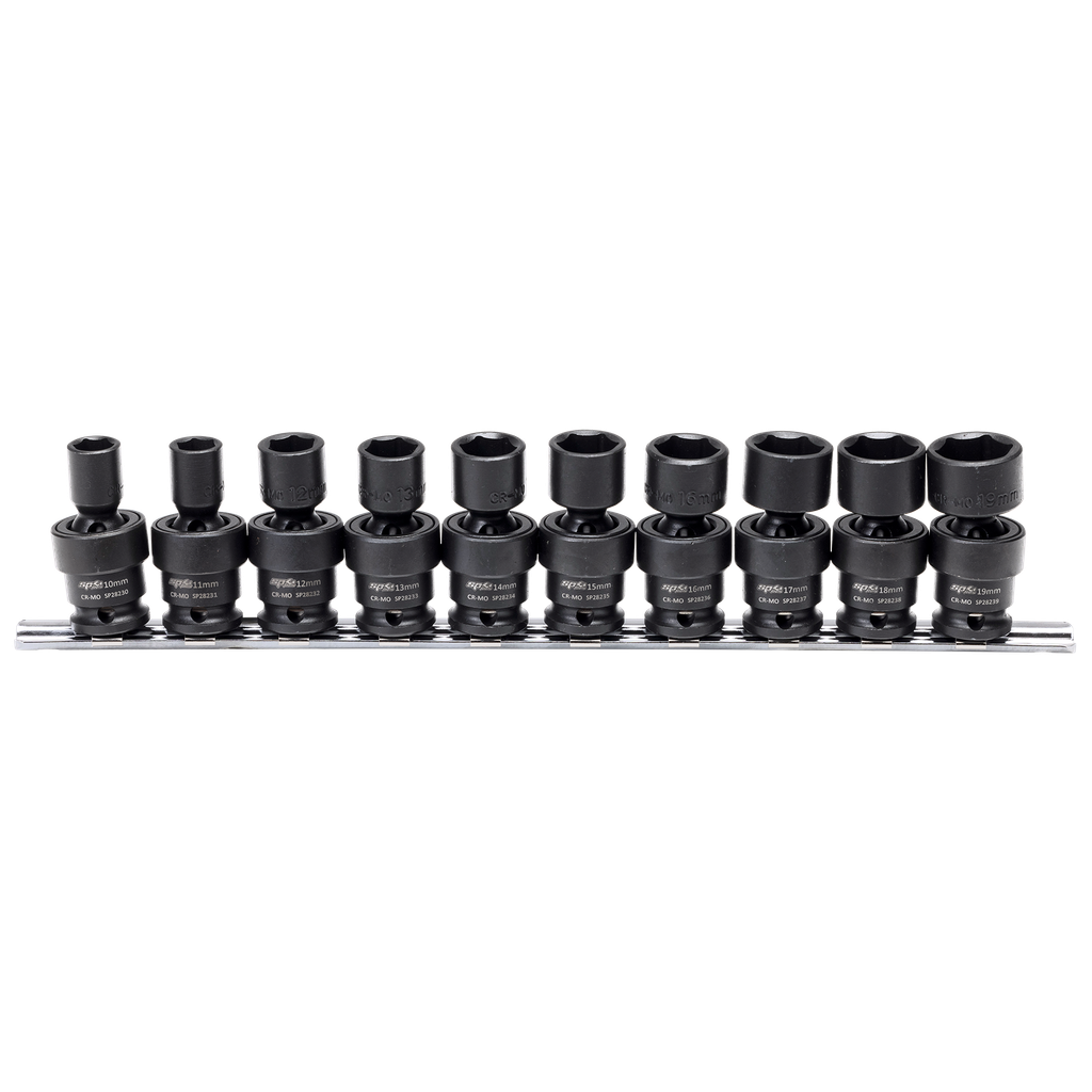 [SP20256] SOCKET SET IMPACT SWIVEL 10PC METRIC 3/8DR 6PT