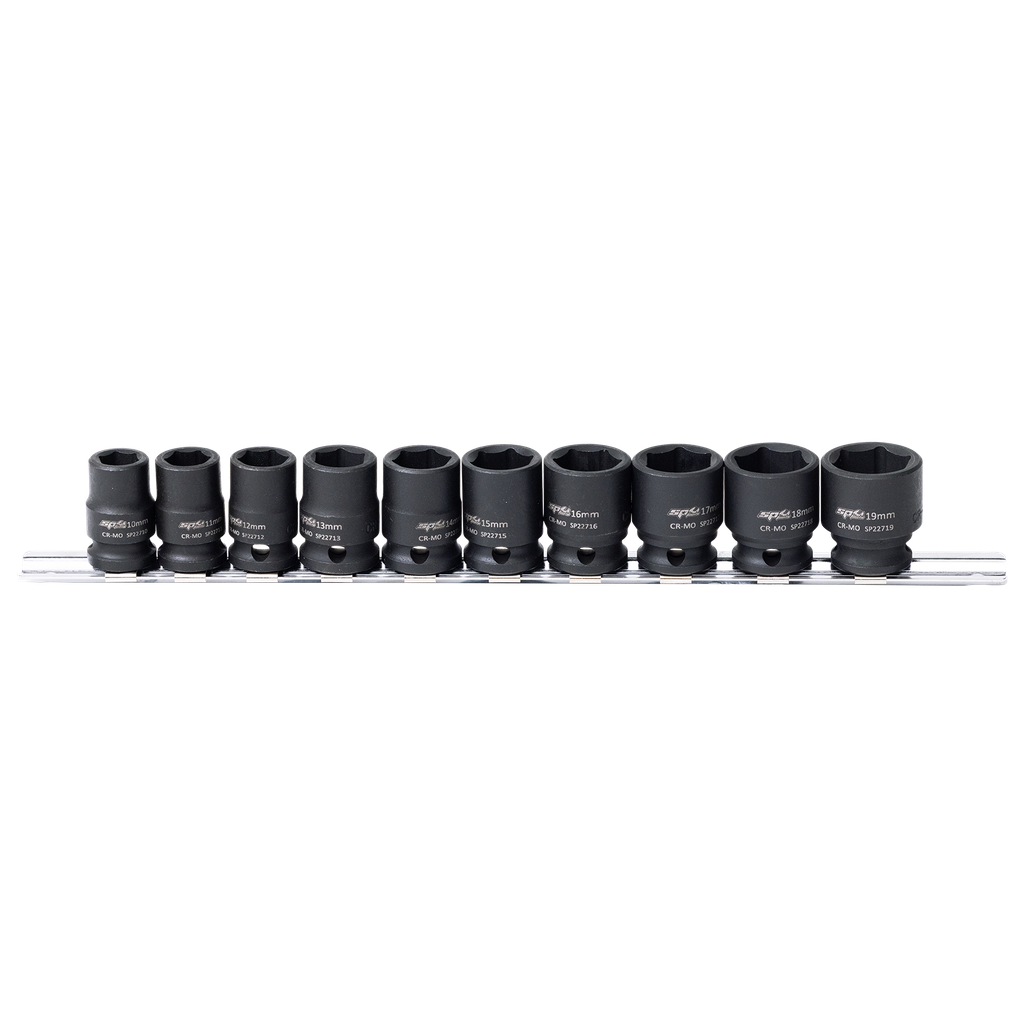 [SP20250] SOCKET RAIL IMPACT 3/8DR 6PT METRIC 10PC