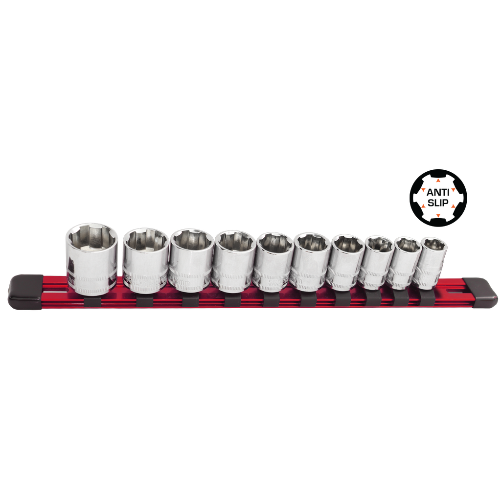 [SP33025] XTREME GRIP SOCKET 3/8"DR 10PC SAE  5/16"-7/8"