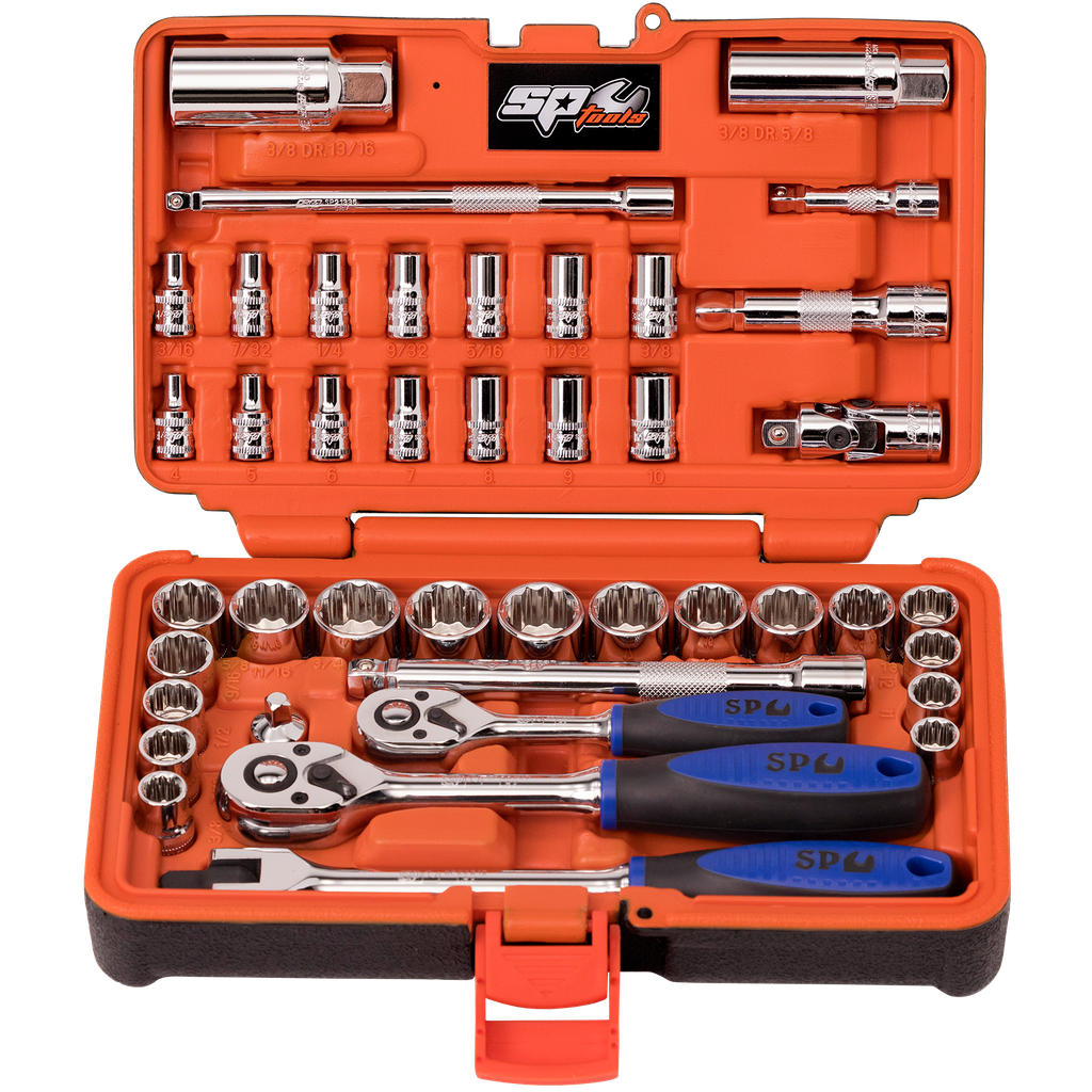 [SP20601] SOCKET SET - 42PC IN X-CASE 1/4"DR & 3/8"DR MET/SAE