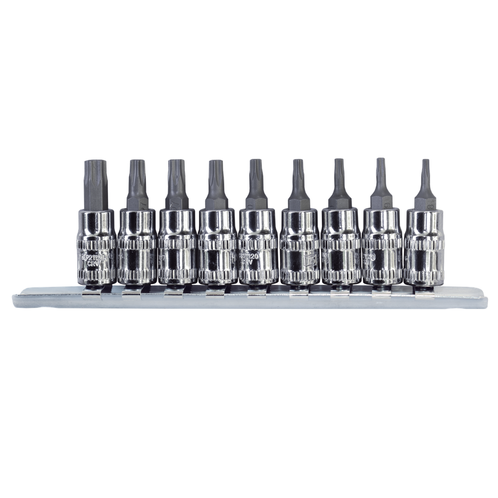 [SP20445] SOCKET RAIL 1/4DR TORX 9PC  - L 37MM