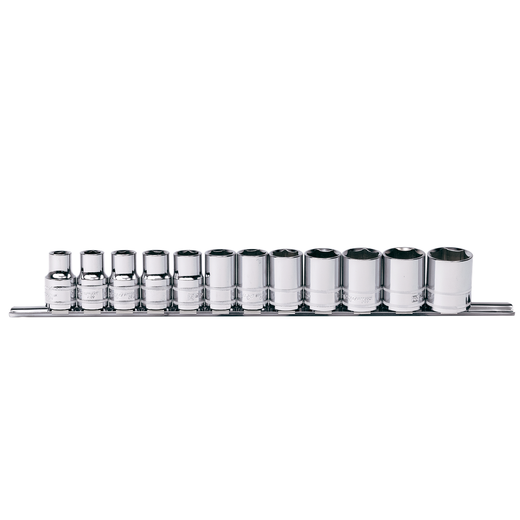 SOCKET RAIL 1/2DR 6PT 12PC METRIC