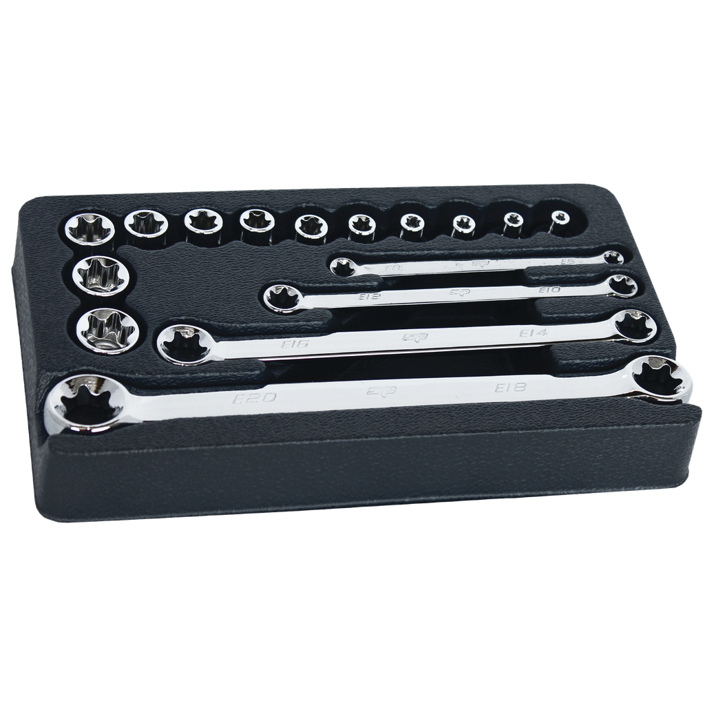 SOCKET & SPANNER SET - 3/8DR 16PC E TORX